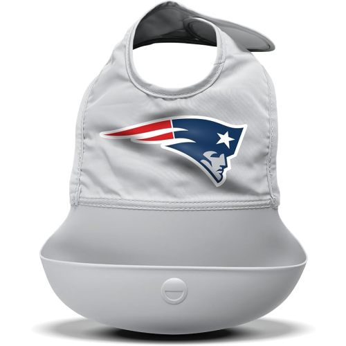 Smilo Silicone Bib - Officially Licensed NFL Fabric & Silicone Baby Bib with Crumb Catcher for Babies and Toddlers