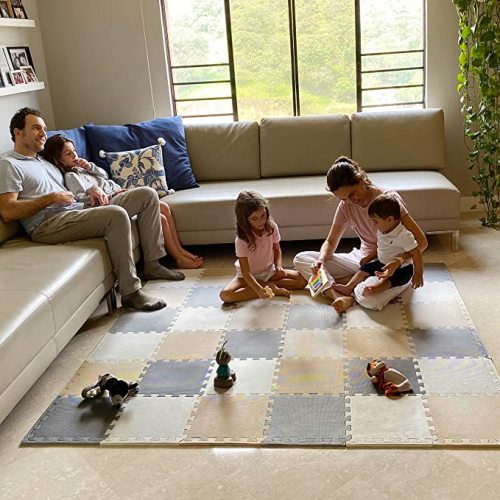 MioTetto 36-Tile Soft Non-Toxic Baby Play Mat, EVA Foam Jigsaw Puzzle Play Mat, Interlocking Squares for Babies, Toddlers & Kids Gym, Nursery, Playroom, 36 Sq Ft