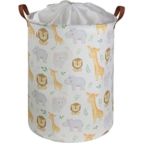HIYAGON Baby Laundry Basket,Kids Hamper with Drawstring Cover,Cute Toy Storage Bin Nursery Hamper Safari Room Decor for Home(Baby hamper)