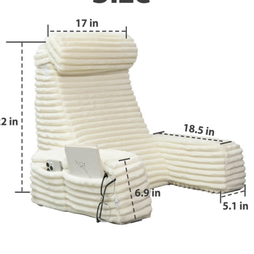 Back Pillow for Bed Sitting up, Reading Pillow for Sitting in Bed Adult, Back Support Chair Pillow for Sitting up Reading/Resting/Post Surgery/Watching TV/Gaming,Ivory