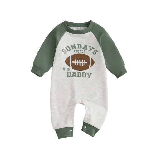 Newborn Baby Boy Football Season Jumpsuit Sundays are for Football with Daddy Sweatshirt Romper Playsuit Fall Clothes