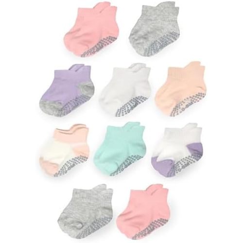 Fruit of the Loom Cotton Grip Socks for Baby and Toddler - Pink Pastel (6-12 Months)