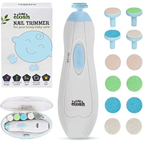 Baby Nail Trimmer File Electric - [Upgraded] Safe Nail Clippers with 12 Units Gift for Newborn Toddler Kids or Women Toes and Fingernails, Care, Polish and Trim, AA Battery Operated (Not Include)