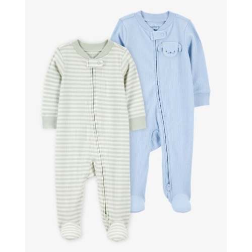 Baby 2-Pack  Ribbed 2-Way Zip Sleep & Play Pajamas - Blue/Green - Carter's | Carter's