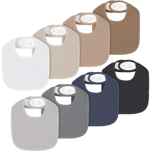 8 Pack Muslin Baby Bibs for Boys Girls, Soft Cotton Baby Bibs for Drooling and Teething