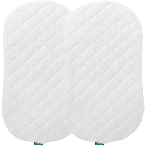 Biloban Waterproof Bassinet Mattress Pad Cover (30''x18''), Compatible with Halo Bassinest Swivel Sleeper, Viscose Made from Bamboo Surface, Fit for Hourglass/Oval Bassinet Mattress,Pre-Shrinked