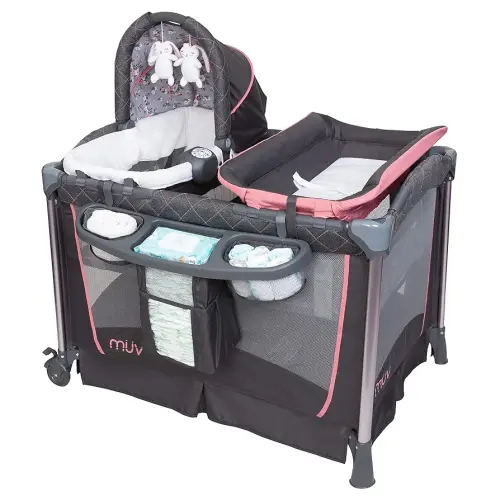Baby Trend Playard & Bassinet Crib w/ Changing Table, Custom Grow Nursery Center, Jaclyn - Portable Play Yard and Playpen for Toddlers and Infants