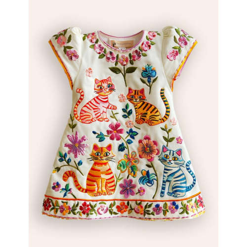 Cute Cat Appliqué Dress
