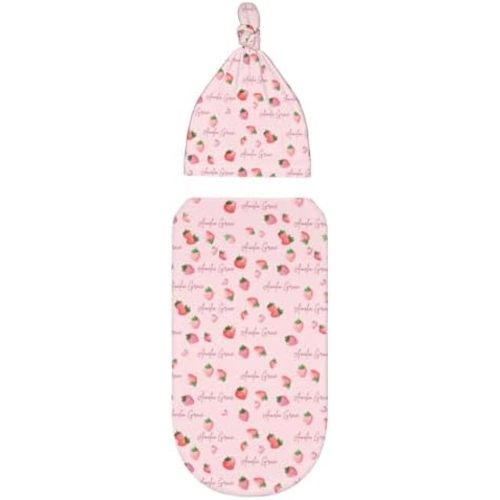 Personalized Baby Swaddle and Hat Set Custom Gifts Polyester Sleep Sack for Baby Girl Boy with Name Newborn Baby