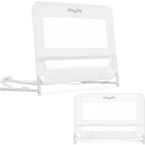 Dream On Me Lightweight Mesh Security Adjustable Bed Rail for Toddler, Breathable Mesh Fabric, Suitable for All Types Of Beds, Reinforced Anchor System Bed Guard Rail, White