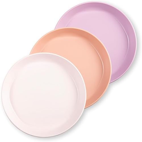 Tiny Twinkle Tableware 3 Pack Dish Set- BPA-Free Cups, Plates and Bowls Sets For Kids and Toddlers - Polypropylene Plastic Dinnerware Set (Rose, Peach, Lilac) Plate
