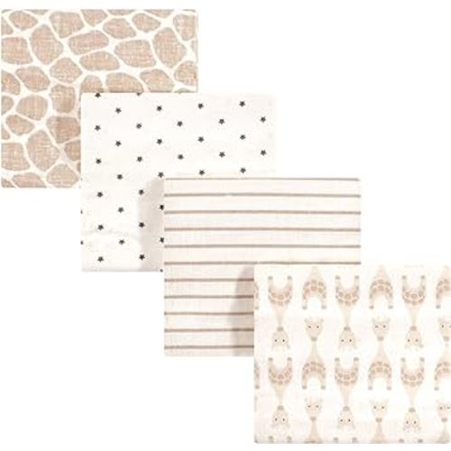 Hudson Baby Unisex Baby Cotton Flannel Receiving Blankets, Neutral Giraffe, One Size