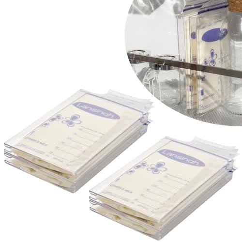 Ugotfeels 4-Pack Freeze Flat Breast Milk Storage Bag |Breastmilk Freezer Flattener Kit Make Mother's Milk Bags Organizer Even to Save Refrigerator Space | Fit 3 4 5 6oz