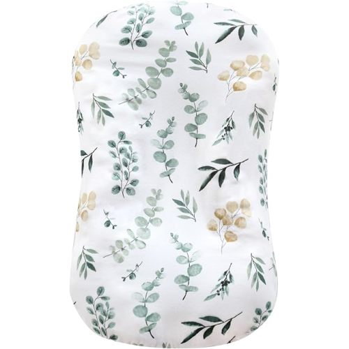 LifeTree Muslin Baby Lounger Cover Neutral, Newborn Slipcover Lounger Cover for Boys Girls Infant, Soft 70% Viscose from Bamboo and 30% Cotton, Cover Only, Eucalyptus Pattern