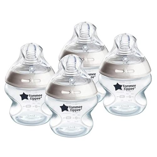 Tommee Tippee Baby Bottles, Natural Start Anti-Colic Baby Bottle with Slow Flow Breast-Like Nipple, 5oz, 0m+, Baby Feeding Essentials, Pack of 4 - 4 Count (Pack of 1)