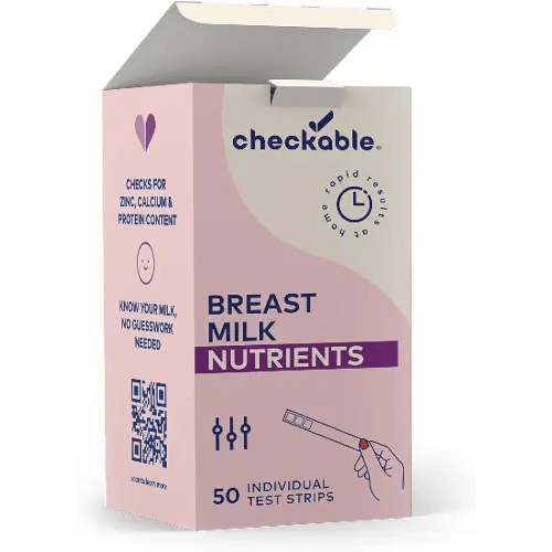 Checkable® Breast Milk Nutrition Screening Strips, Quick Results, Breast Milk Screening Kit for Zinc, Calcium and Protein Content - 50 Count