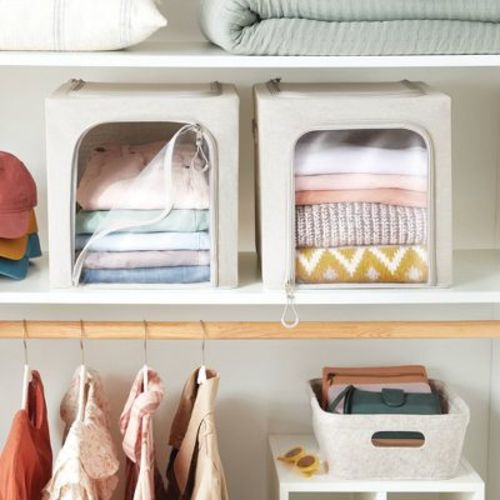 Small Set of 2 Zipper Fabric Storage Cubes Gray - Brightroom™