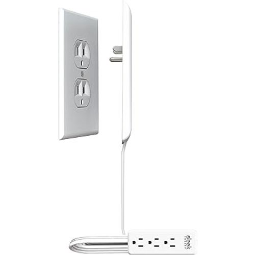 Sleek Socket - The Original & Patented Ultra-Thin Outlet Concealer with Cord Concealer Kit, 3 Outlet, 3-Foot Cord, Universal Size, UL Certified (Ideal for Kitchens, Small Spots & Behind Furniture)