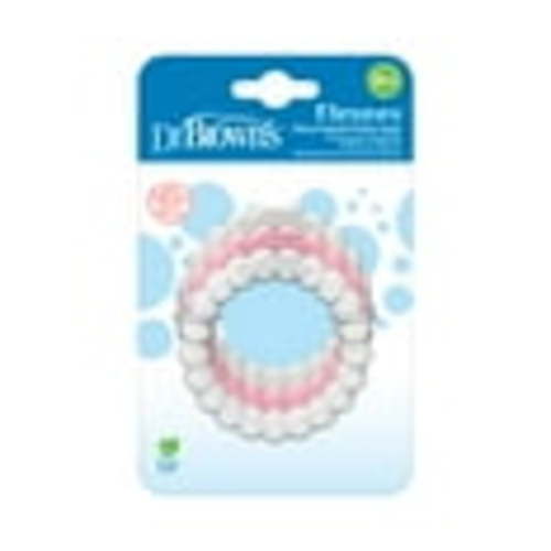 Dr. Brown's Flexees Baby Teether, Beaded Rings, 100% Silicone, Gray/Pink/White, Infant-Toddler, 3-Pack