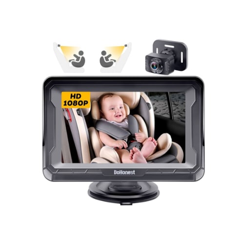 DoHonest Baby Car Camera HD 1080P - Rear-Facing Car Baby Monitor with Night Vision, Adjustable View Angle, Easy Setup, Anti-Glare Display, Safety for Kids & Infants