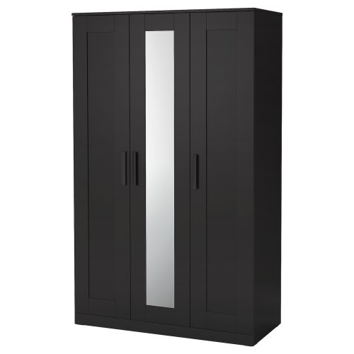 BRIMNES Wardrobe with 3 doors - black 46x74 3/4 "