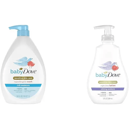 Baby Dove Sensitive Skin Care Baby Wash Rich Moisture For Baby Bath Time Tear-Free & Sensitive Skin Care Baby Lotion For a Soothing Scented Lotion Calming Moisture