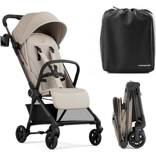 Mompush Nexis Carbon Fiber Lightweight Travel Stroller, Carry-On, Khaki