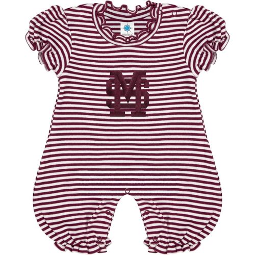 Creative Knitwear College Baby Striped Puff Sleeve Romper - Team Logo, Many Colors, for Girls (Newborn-12 Months)