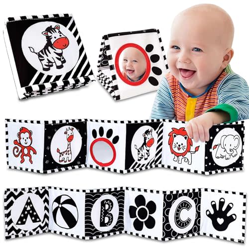 High Contrast Baby Toys For Newborn: Black And White Baby Toys Book 0-3 Months - Tummy Time Mirror For Infant 6 7 8 9 10 11 12 Months Developmental Toys Montessori Sensory Toys Baby Girls Boys Gift