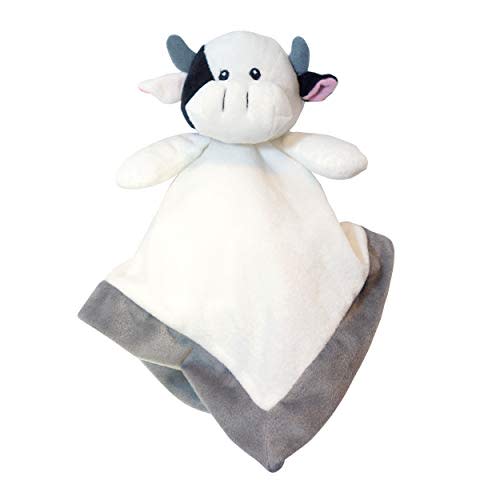 Baberoo Lovey Security Blanket 12 inch Square Stuffed Animal Baby Blankie for Girls or Boys (Cow), 12 Inch (Pack of 1)