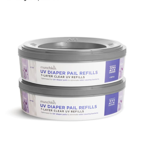 Munchkin® UV Diaper Pail Refill Rings, Holds up to 544 Newborn Diapers, 2 Pack