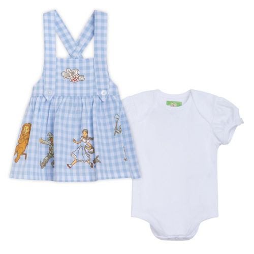 Wizard Of Oz Cowardly Lion Dorothy Scarecrow Newborn Baby Girls Matching Family Bodysuit And Square Neck Dress Outfit Set Gingham Light Blue Newborn