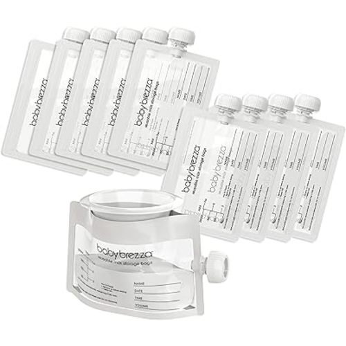 Baby Brezza Reusable Breastmilk Storage Bags, 10 Pack, Includes Filling Funnel