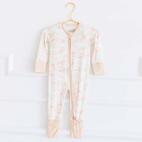 Tan Barnyard Toile Zippy