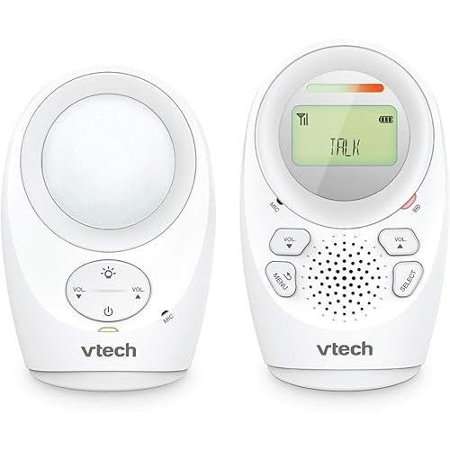 VTech DM1211 Enhanced Range Digital Audio Baby Monitor with Night Light, 1 Parent Unit, Silver & White