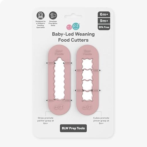 ezpz Baby-Led Weaning Food Cutters (2 pack in Blush) - 6/9 Months + - Food Prep for Infants