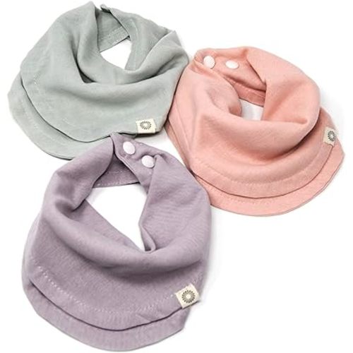 Kishu Baby Indi GOTS Organic Infinity Scarf Bib Set - 4-Way Reversible, 8 Layer Muslin Drool Bibs