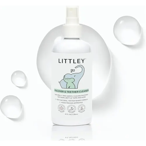 Littley Pacifier & Teether Cleaner with Hypochlorous Acid, Non-Toxic & Alcohol-Free, Gentle Formula for Cleaning Baby & Toddler Essentials, 8oz Spray Bottle
