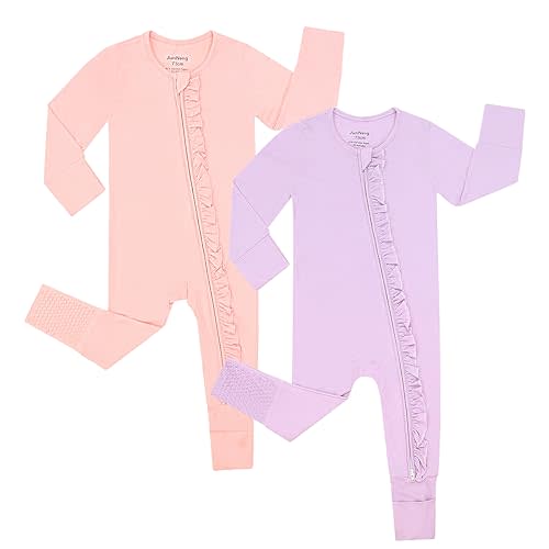 JunNeng Rayon of Bamboo Baby Sleeper with Mittens Cuffts Feet & Non-Slip Design, 2 Way Zipper Pjs Sleep'N Play Romper