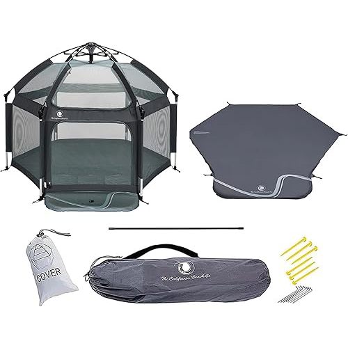 POP 'N GO Premium Outdoor Baby Playpen with Self-Inflating Playmat (Charcoal Black)