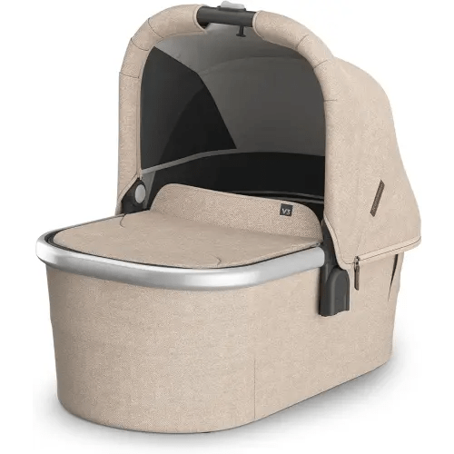 UPPAbaby Bassinet V3 - Compatible with Vista, Cruz, Ridge Strollers - Overnight Sleep Solution - Mattress, Sheet and Bug Shield Included - Declan (Oat Mélange/Silver Frame)