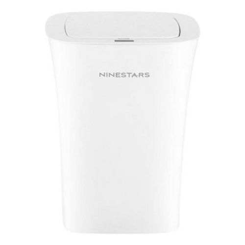 Nine Stars 10L/2.6gal Motion Sensor & Water Resistant Trash Can White: Bathroom Trash Can with Lid, Smell Resistant
