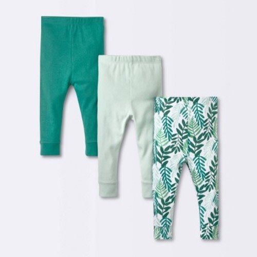 Baby 3pk Foliage Pull-On Pants - Cloud Island™ Green, Size: 0-3M