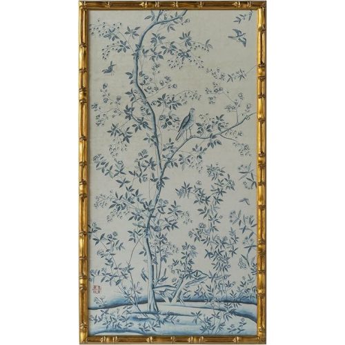 HongFengtang Chinese Rice Paper Print China Flower And Bird Bamboo Frame 19.5 X 35.8 Inches (B)