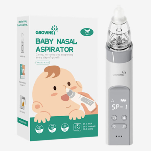 GROWNSY Nasal Aspirator for Baby, Electric Baby Nose Sucker with Larger Suction Chamber and More Powerful Suction, Automatic Nose Cleaner with Music and Light Soothing Function
