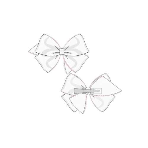 Scalloped Edge Grosgrain Bow White/Pink