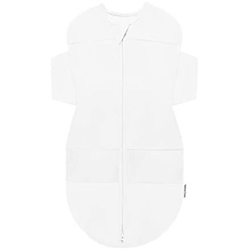 Happiest Baby SNOO Sleep Sack - 100% Organic Cotton Baby Swaddle Blanket - Doctor Designed Promotes Healthy Hip Development - Prevents Accidentally Scratching Face (White, Large)