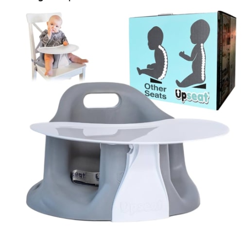 Upseat – The Original Ergonomic Baby Floor & Booster Seat with Tray, Developed with Physical Therapists for Upright Posture & Healthy Hip Development, 4–24 Months, Dishwasher-Safe Extra-Large Tray