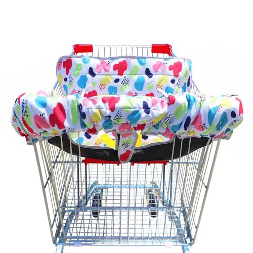 2 in 1 Shopping Cart Cover&High Chair Cover for Restaurant Seat, Grocery Cart Cover for Baby Infant Toddler Girl/Boy Reversible, Machine Washable (Multicolor)