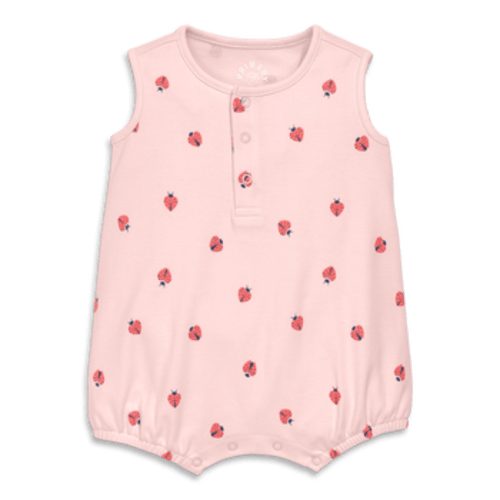 Baby Organic Henley Tank Shortie In Baby Bugs, 0-3M